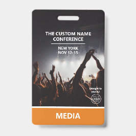 Orange Media Access Pass QR Code Custom Conference バッジ