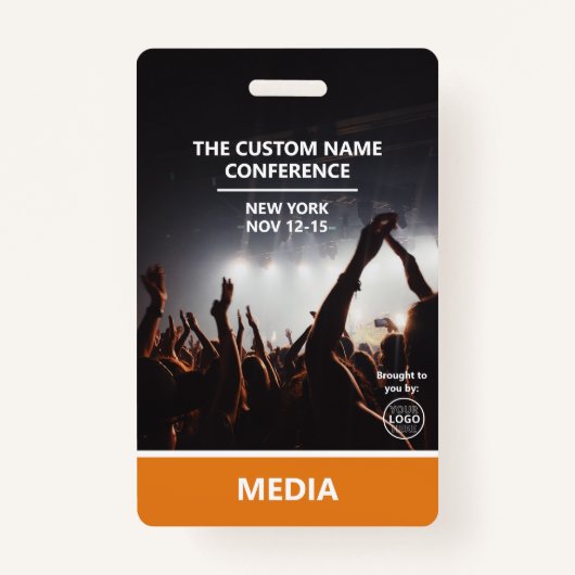 Orange Media Access Pass QR Code Custom Conference バッジ (正面)