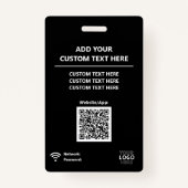 Orange Media Access Pass QR Code Custom Conference バッジ (裏面)