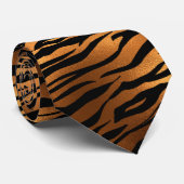 Orange  Metallic Tiger Stripes Fur ネクタイ (ロール)