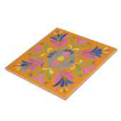 Orange Mexican Flowers Spanish タイル (側面)