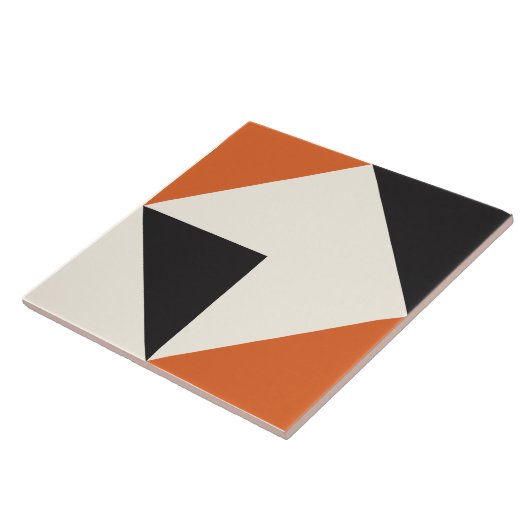 Orange Modern Geometric Shape Pattern タイル (側面)