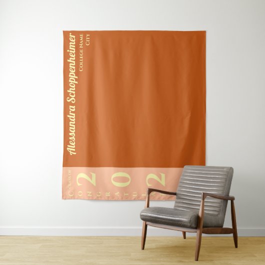 Orange Modern Graduation Party Backdrop タペストリー (インサイチュ)