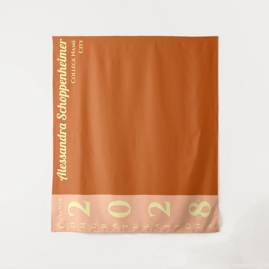 Orange Modern Graduation Party Backdrop タペストリー (正面)