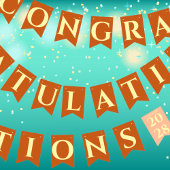 Orange Modern Graduation Party Congratulations バンティングフラッグ