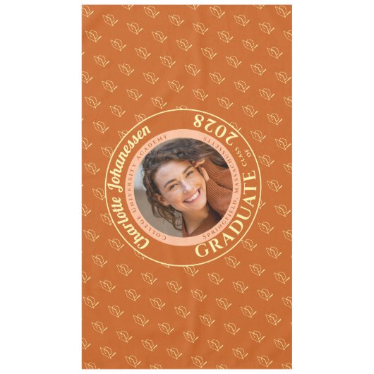 Orange Modern Graduation Photo Cap Pattern テーブルクロス (正面)