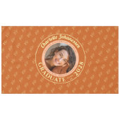 Orange Modern Graduation Photo Cap Pattern テーブルクロス (正面(横))