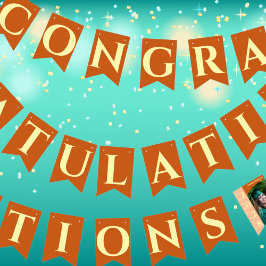 Orange Modern Graduation Photo Congratulations バンティングフラッグ