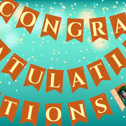 Orange Modern Graduation Photo Congratulations バンティングフラッグ