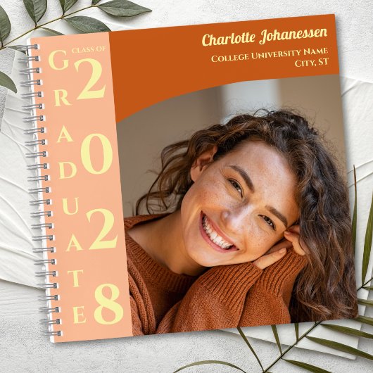 Orange Modern Photo Graduation Guestbook ノートブック