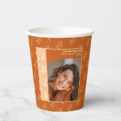 Orange Modern Photo Graduation Party  紙コップ (正面)