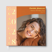 Orange Modern Photo Graduation Party Gold ゲストブック (正面)