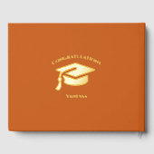 Orange Modern Photo Graduation Party Gold Foil Gue ゲストブック (裏面)