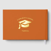 Orange Modern Photo Graduation Party Gold Foil Gue ゲストブック (裏面)
