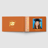 Orange Modern Photo Graduation Party Gold Foil Gue ゲストブック (全面)
