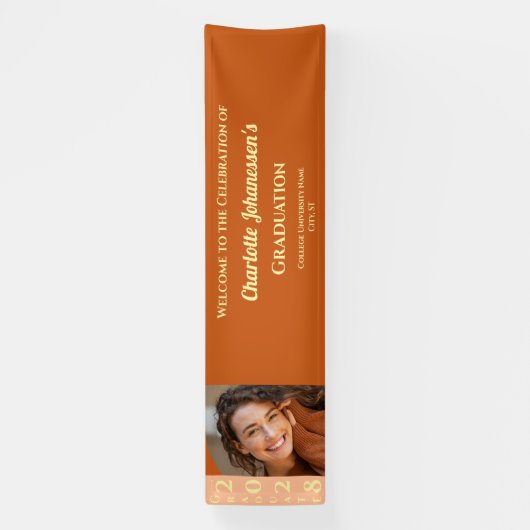 Orange Modern Photo Graduation Party Welcome 横断幕 (縦)