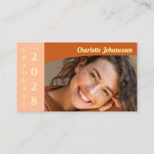 Orange Modern Photo Graduation Photo Name Card コーリングカード (裏面)