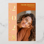 Orange Modern Photo Graduation Thank You Gold  箔シーズンカード (正面)