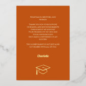 Orange Modern Photo Graduation Thank You Gold  箔シーズンカード (裏面)