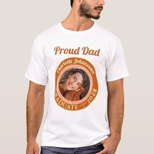 Orange Modern Photo Proud Dad Graduation T-Shirt Tシャツ (正面)