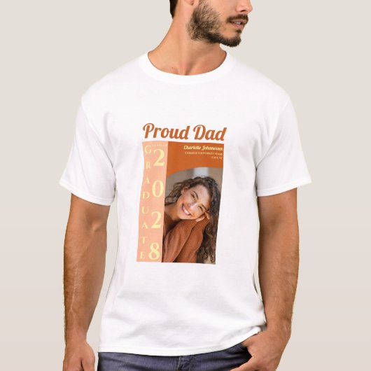 Orange Modern Photo Proud Dad Graduation T-Shirt Tシャツ (正面)