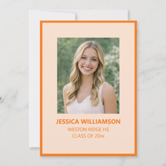 Orange Modern Retro Graduation 2026 Photo 案内状 (正面)
