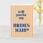 Orange Modern Stripe Bridesmaid Proposal カード (黄色い花)