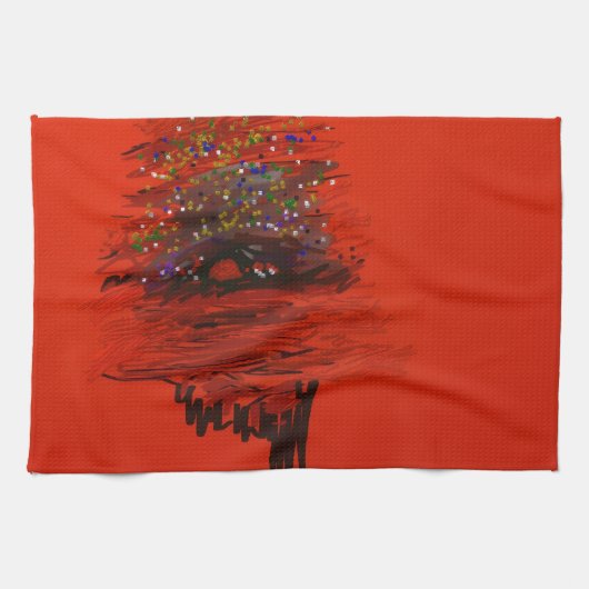 Orange Moon Landscape Kitchen Towel キッチンタオル (横)