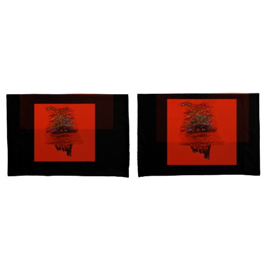 Orange Moon Landscape Pillowcases 枕カバー (フロントセット)