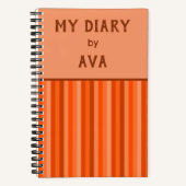 Orange My Diary by Me ストライプの Journal ノートブック (正面)