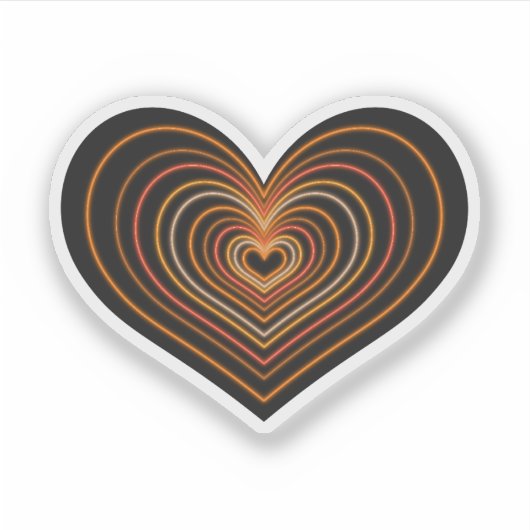 Orange Neon Heart Sticker シール (正面)