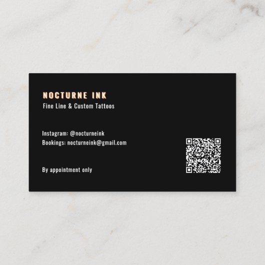 Orange Neon & Smoke Tattoo Artist QR Code 名刺 (裏面)