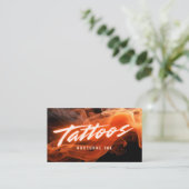 Orange Neon & Smoke Tattoo Artist QR Code 名刺 (スタンド正面)