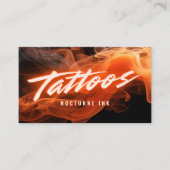 Orange Neon & Smoke Tattoo Artist QR Code 名刺 (正面)