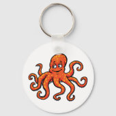 Orange Octopus Cartoon Ocean Sea Creature キーホルダー (正面)