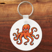 Orange Octopus Cartoon Ocean Sea Creature キーホルダー (裏面)