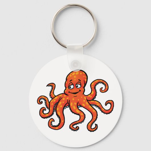 Orange Octopus Cartoon Ocean Sea Creature キーホルダー (裏面)