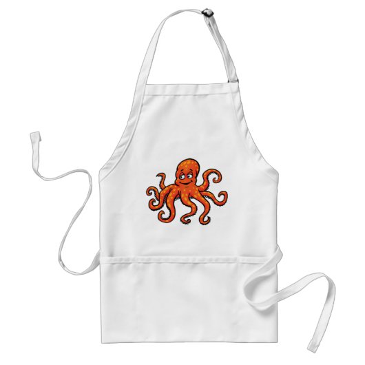 Orange Octopus Cartoon Ocean Sea Creature スタンダードエプロン (正面)