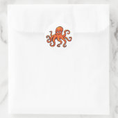 Orange Octopus Cartoon Ocean Sea Creature ラウンドシール (バッグ)