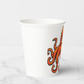 Orange Octopus Cartoon Ocean Sea Creature 紙コップ (右)