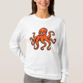 Orange Octopus Cartoon Ocean Sea Creature Tシャツ (正面)