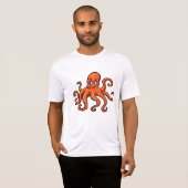Orange Octopus Cartoon Ocean Sea Creature Tシャツ (正面フル)