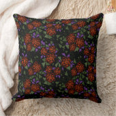 orange olive black mosaic floral pattern retro クッション (ブランケット)