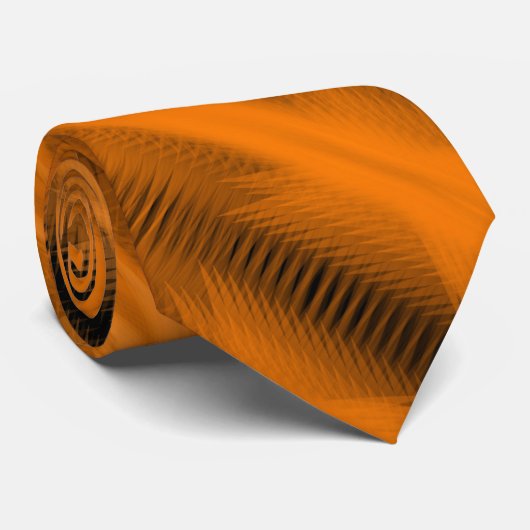 Orange On Black Futuristic Abstract Pattern Art ネクタイ (ロール)