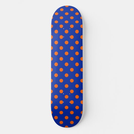 Orange On Blue Polka Dots Pattern Design スケートボード (正面)