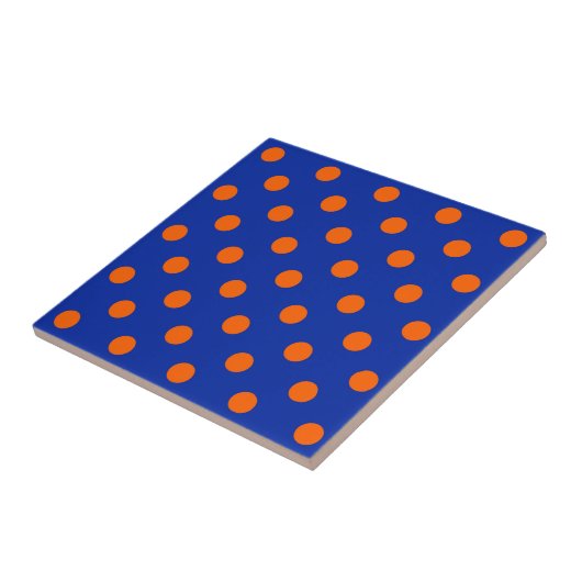 Orange On Blue Polka Dots Pattern Design  タイル (側面)
