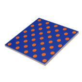 Orange On Blue Polka Dots Pattern Design  タイル