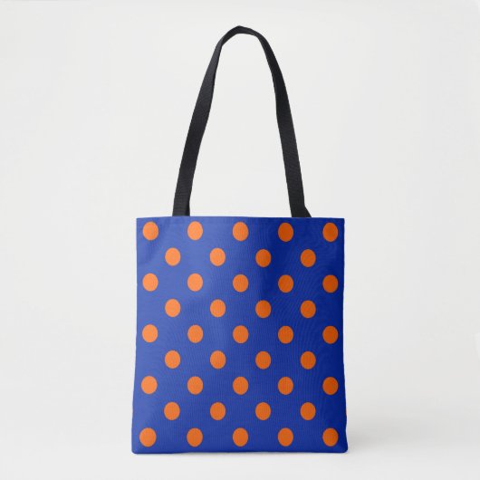 Orange On Blue Polka Dots Pattern Design  トートバッグ (正面)