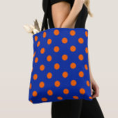 Orange On Blue Polka Dots Pattern Design  トートバッグ