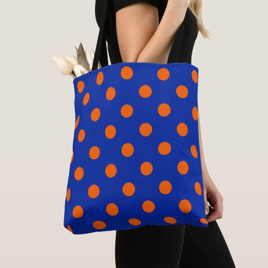 Orange On Blue Polka Dots Pattern Design トートバッグ